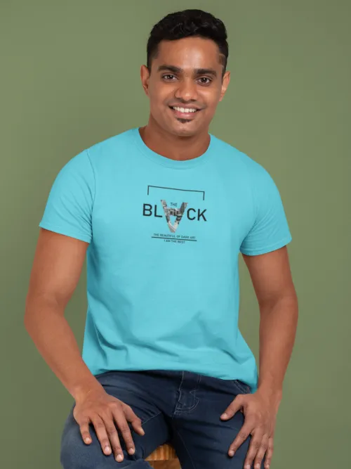 Mint Blue Men T-shirt - Black Print